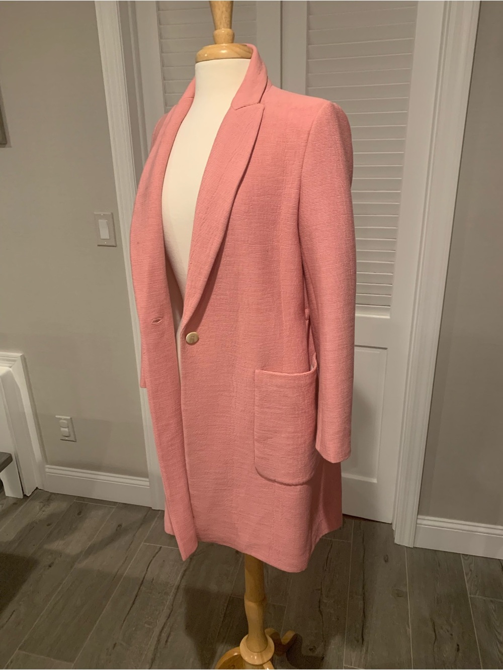 Zara Pink Single-Button Long Coat